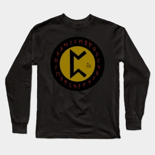 Yellow Perdhro Elder Futhark Rune Symbol Long Sleeve T-Shirt